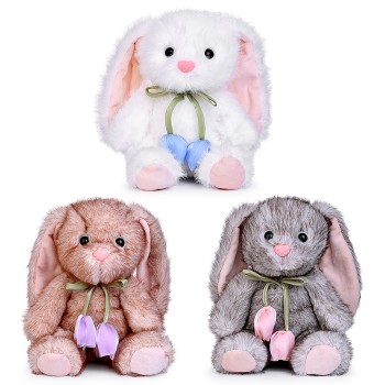 Мягкая игрушка "Заяц с бантиками-тюльпанами" 28 см