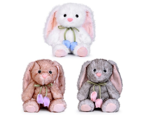 Мягкая игрушка "Заяц с бантиками-тюльпанами" 28 см