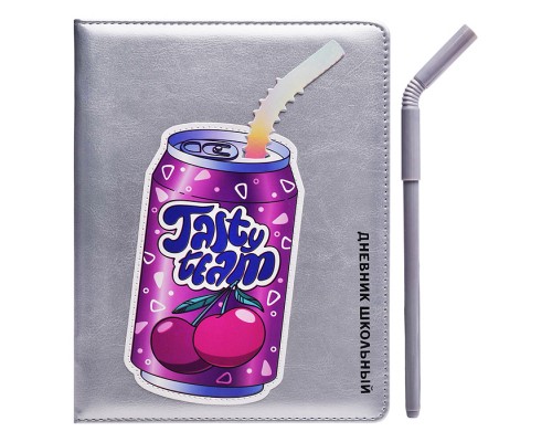 Дневник 1-11кл. с ручкой в комплекте "Вишня "(кожзам: А5+; твёрдый переплёт с поролоном)