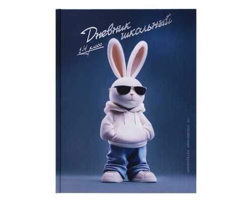 Дневник 1-4 кл. "Крутой заяц" твёрдый переплёт 7БЦ, А5+, 48 л., тиснение цветной фольгой