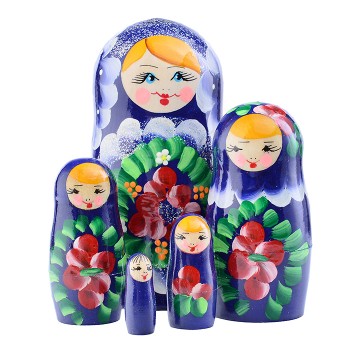 Матрешка 5 в 1 окрашенная
