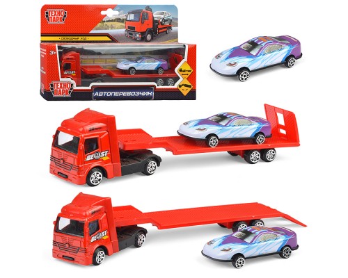 Модель металл Автоперевозчик 19,5 см и 7см, (своб. ход, подв. прицеп и пандус)