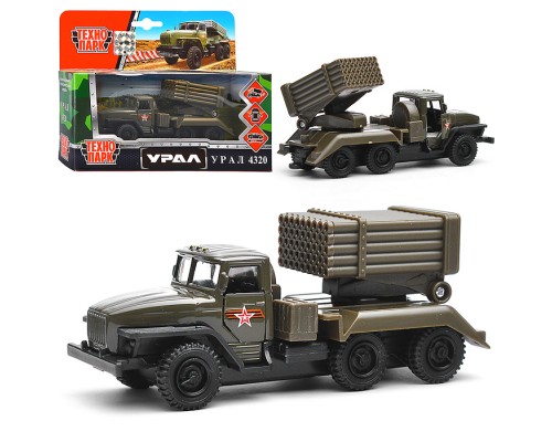 Машина металл Армия России Урал с ракетами 12 см, двери, инерция
