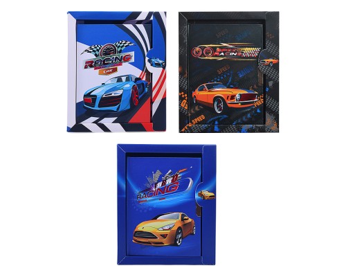 Блокнот 48 л., 15х18 см "Машинки" с замочком, линованный внутренний блок