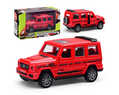 Машина пласт. инерционная, открыв.двери и багажник,"Парк Техники", размер 12,2х5,0х5,5 см, ВОХ, джип красный.
