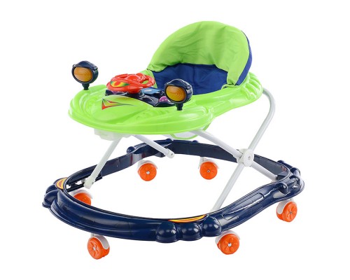 Ходунки с рулем (свет,звук) синий-зеленый, в пакете