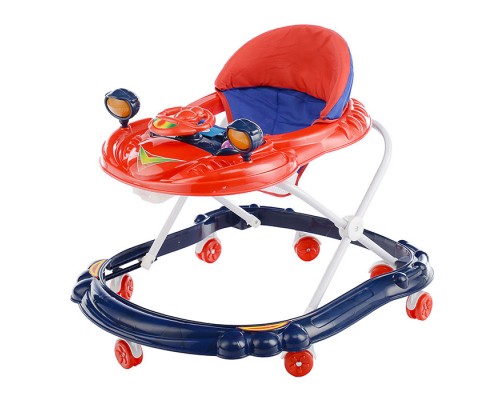 Ходунки с рулем (свет,звук) синий-красный, в пакете