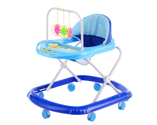 Ходунки с подвесными игрушками и музыкальным цветком (синий-голубой) в пакете