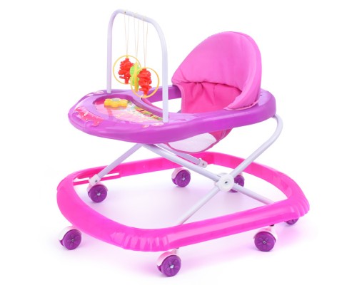 Ходунки с подвесными игрушками и музыкальным цветком (розовый) пакете