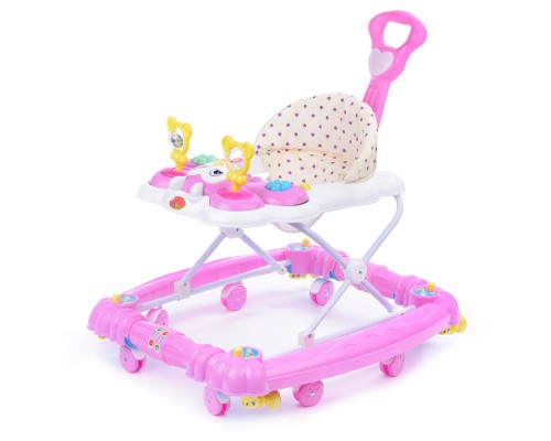 Ходунки "Забавная мордашка" бело/розовые, в пакете