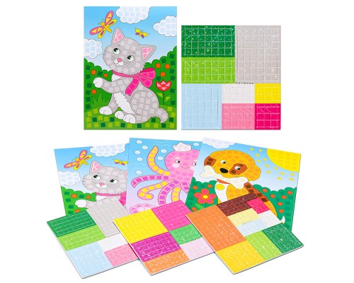 Разноцветная мозаика. Котенок. Осьминог. Щенок. 3 в 1