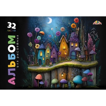 Альбом для рисования 32л. на гребне цв.мел.карт.обл."Сказочные домики"
