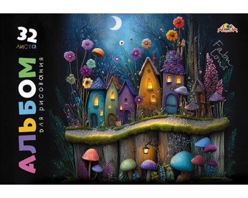 Альбом для рисования 32л. на гребне цв.мел.карт.обл."Сказочные домики"