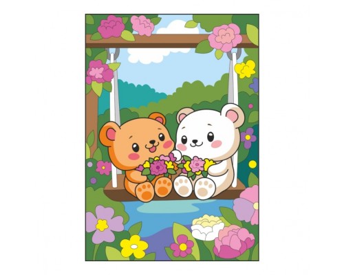 Картина по номерам для малышей на картоне 20х30 "Цветочные качели"