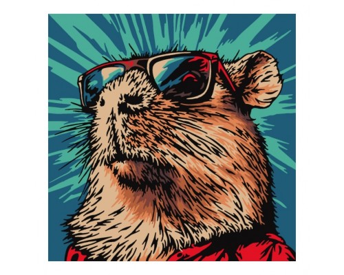 Картина по номерам для малышей на картоне 20х20 "Крутая капибара"