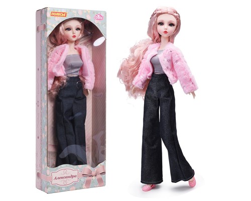 Кукла "Александра" (55 см) в розовой шубке (в коробке)