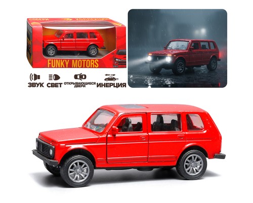 Красная инерционная машинка вид В die-cast , 1:32