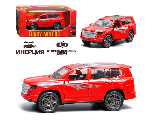 Красная инерционная машинка die-cast , 1:32, с люком