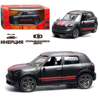 Чёрная с красными полосками инерционная машинка die-cast , 1:32