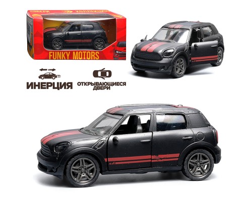 Чёрная с красными полосками инерционная машинка die-cast , 1:32