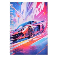 Блокнот "Спорткары" 12.5х17 см, 40 листов, внутренний блок в клетку, плотность бумаги 70 г/м2, 4 дизайна в ассортименте, ОПП-упаковка