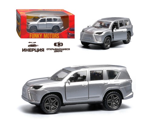 Серебристая инерционная машинка die-cast , 1:32, с люком