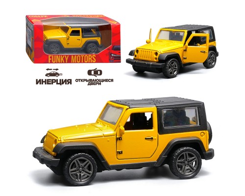 Жёлтая инерционная машинка вид D die-cast , 1:32