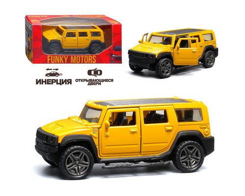 Жёлтая инерционная машинка die-cast , 1:32, с люком