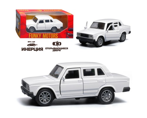 Белая инерционная машинка вид А die-cast , 1:32
