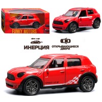 Красная с белым рисунком инерционная машинка die-cast , 1:32