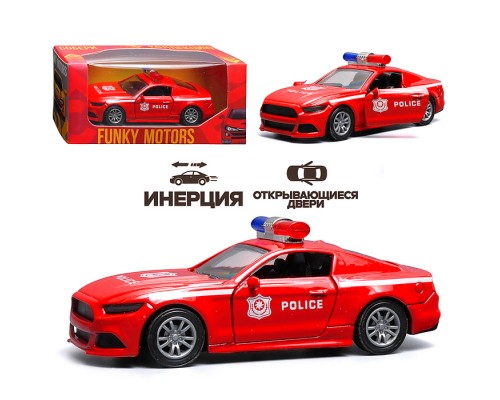 Красная инерционная машинка полицейская седан, die-cast , 1:32