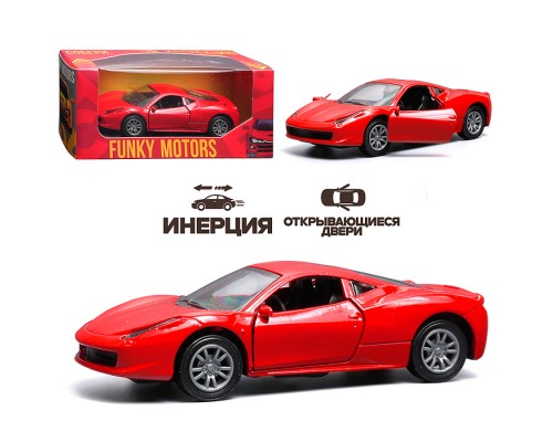 Красная инерционная машинка вид J die-cast , 1:32