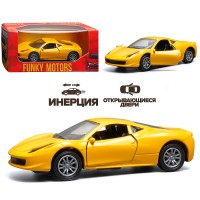 Жёлтая инерционная машинка вид В die-cast , 1:32