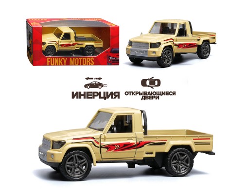 Жёлтый с рисунком инерционная машинка пикап die-cast , 1:32