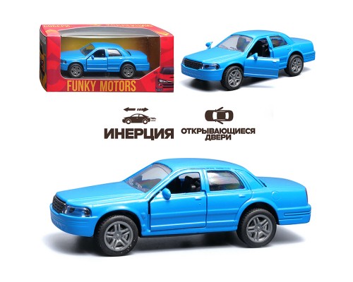 Тёмно-синяя инерционная машинка вид А die-cast , 1:32