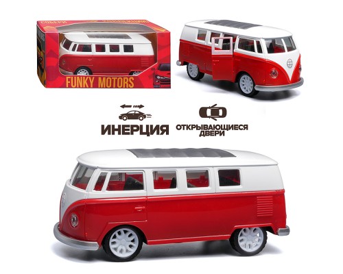 Бордовый инерционный микроавтобус die-cast, 1:32