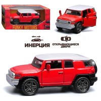 Красная с белой крышей инерционная машинка die-cast , 1:32