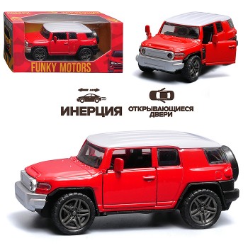 Красная с белой крышей инерционная машинка die-cast , 1:32