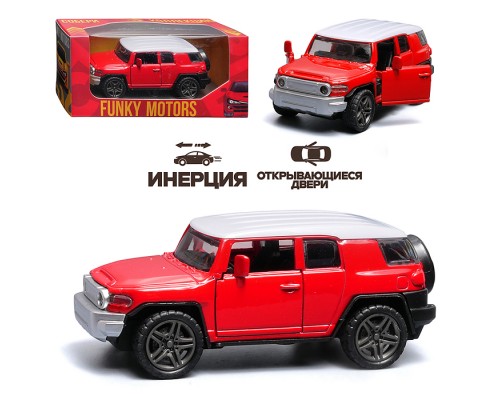 Красная с белой крышей инерционная машинка die-cast , 1:32