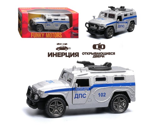 Серебристая инерционная машинка полицейская die-cast , 1:32