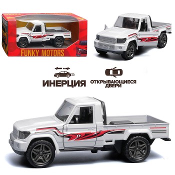 Белый с рисунком инерционная машинка пикап die-cast , 1:32