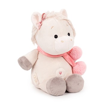 Мягкая игрушка "Лошадка Ами" с шарфом, пудровый 20 см.