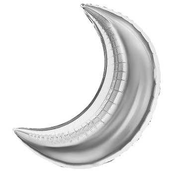 Шар (28''/71 см) Фигура, Полумесяц, Серебро, 1 шт. в уп.