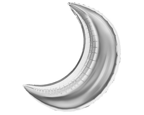 Шар (28''/71 см) Фигура, Полумесяц, Серебро, 1 шт. в уп.