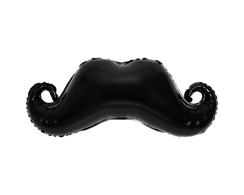 Шар (35''/89 см) Фигура, Усы, Черный, 1 шт. в уп.