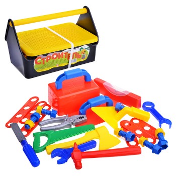 Игровой набор "Строитель" №4 в ящике (32 предмета)