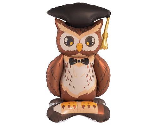 Шар 3D (59''/150 см) Фигура на подставке, Сова Выпускник, 1 шт. в уп.