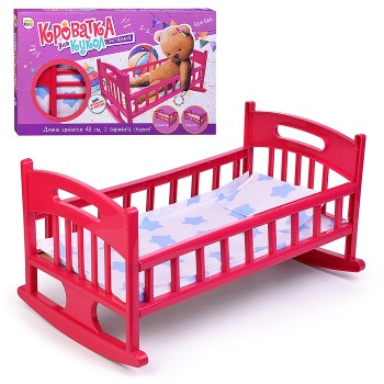 Кроватка для кукол с постелькой в коробке