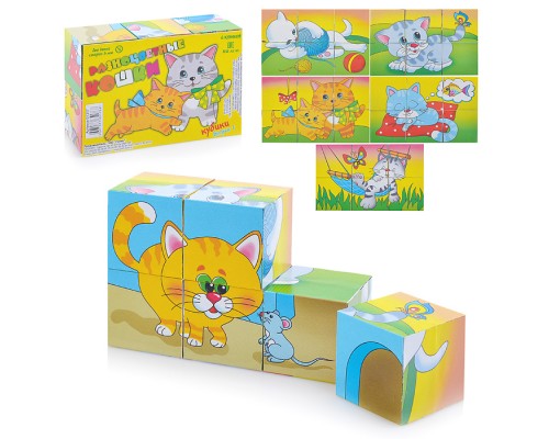 Кубики (6 куб) "Разноцветные кошки №1", термоплёнка