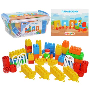 Игрушка-конструктор детский, набор "Паровозик", 69 деталей